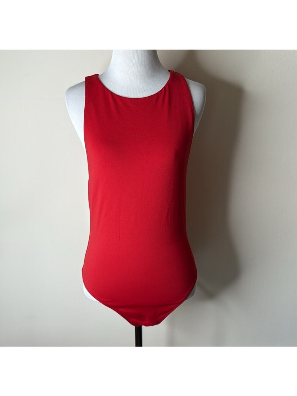 Babaton Aritzia Red Halter Neck Contour Bodysuit